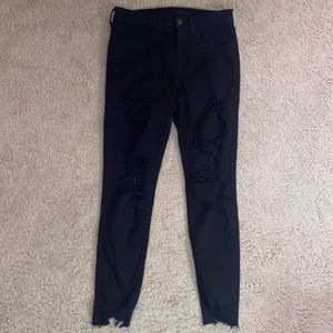 American eagle skinny black ripped jeans